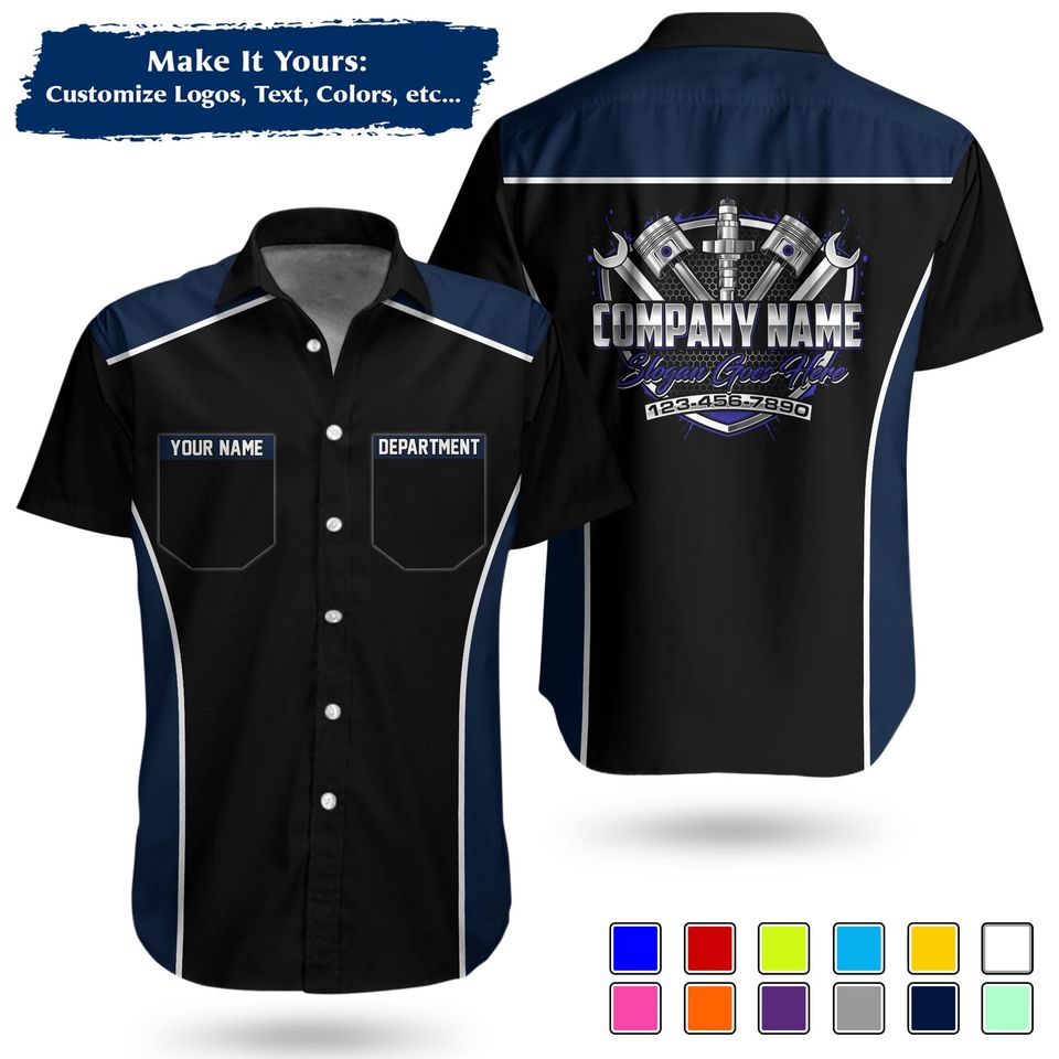 Custom Pocket  Repair WorkShirt | Personalized Name, Logo & Company Text | Crew Uniform