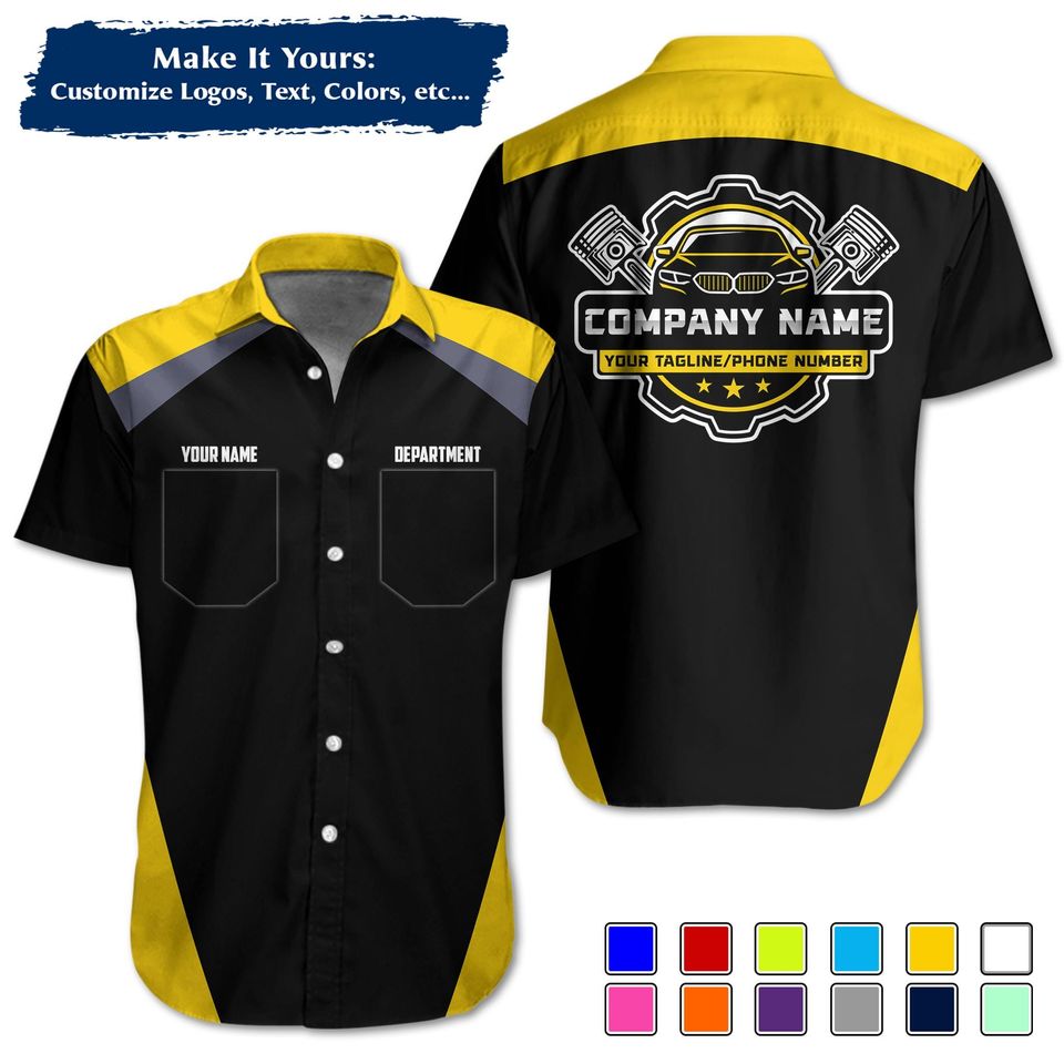 Custom Mechanic Uniform Personalized Pit Crew Button-Up Uniform