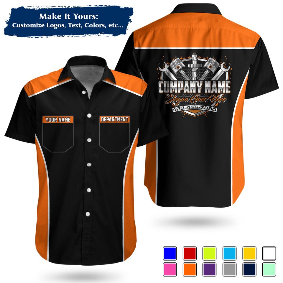 Custom Pocket  Repair WorkShirt | Personalized Name, Logo & Company Text | Crew Uniform