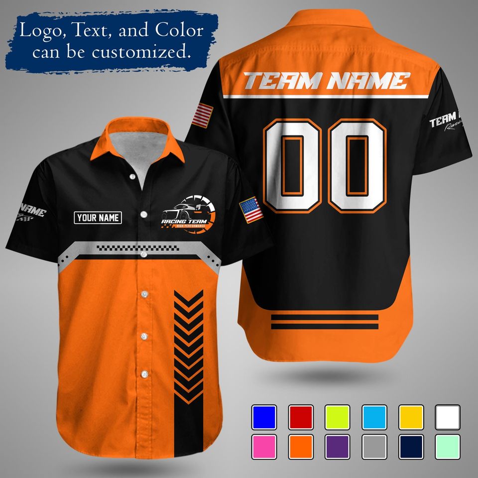 Custom Racing Shirt  Personalized Motorsport Team Apparel with Logo and Text