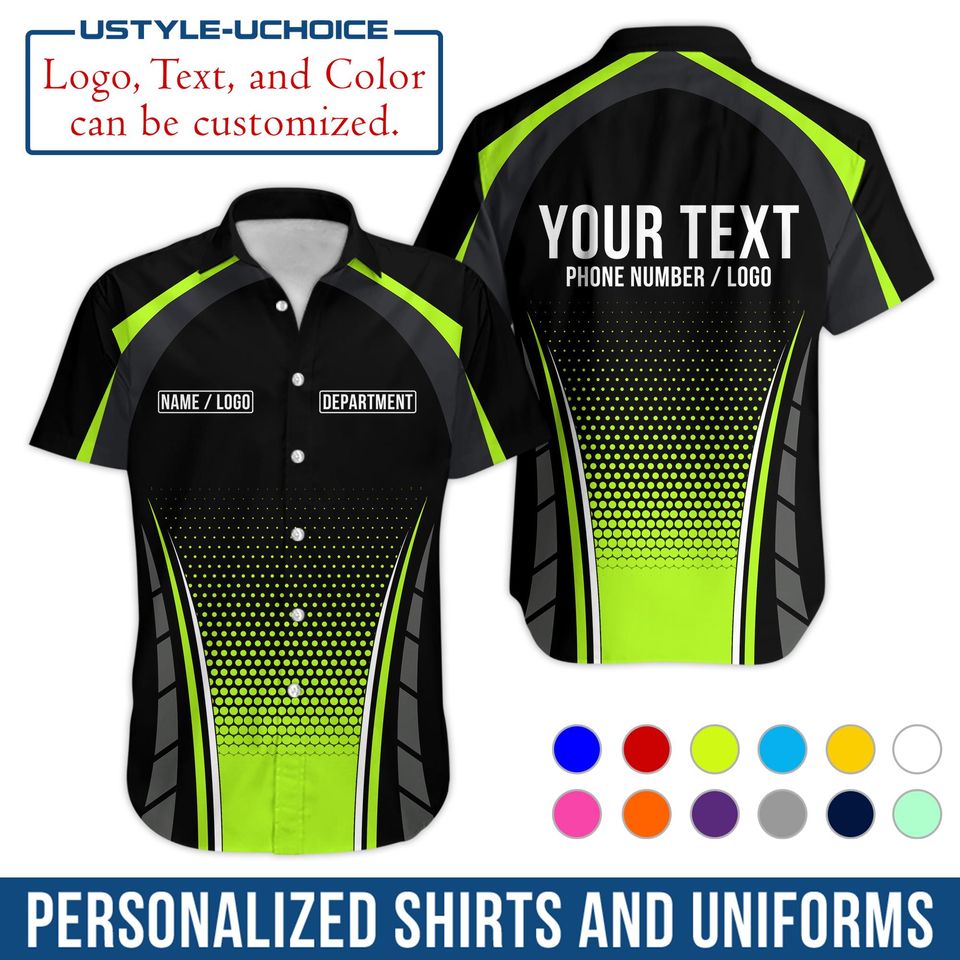 Custom Work Shirt  Personalized Uniform with Name & Department, Logo Printing, Short Sleeve Button Down