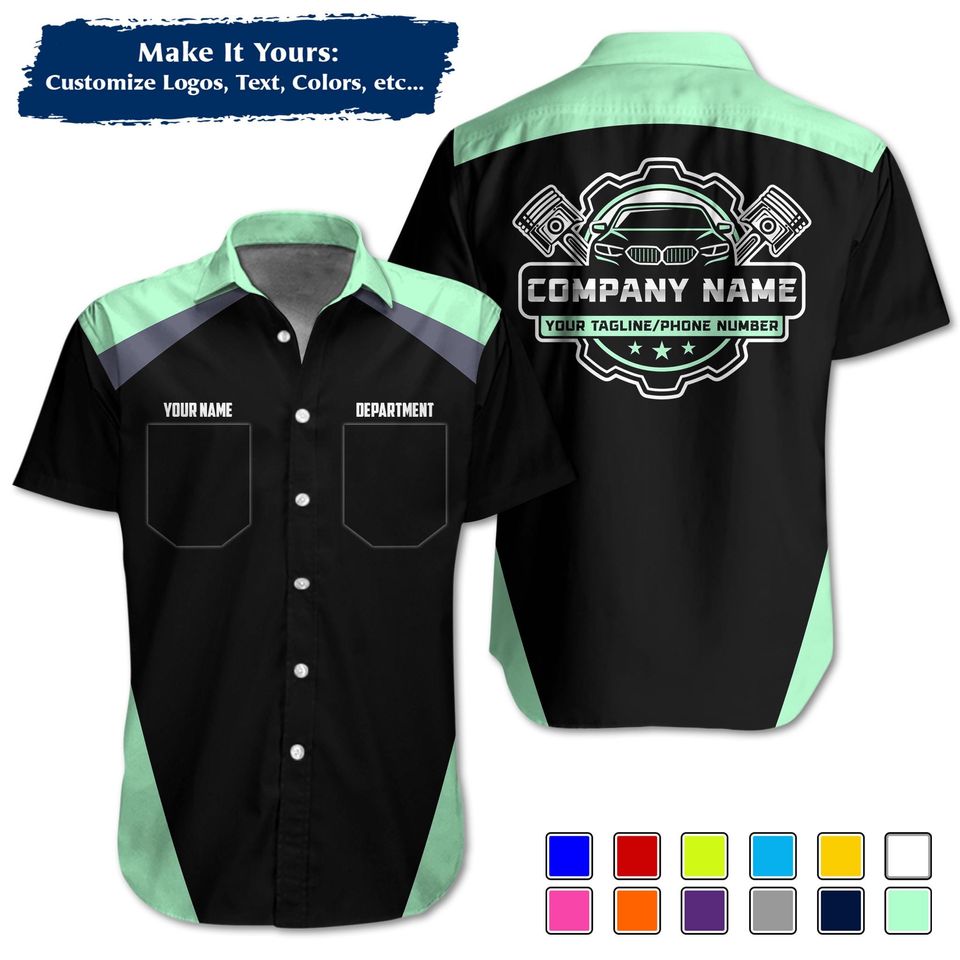 Custom Mechanic Uniform Personalized Pit Crew Button-Up Uniform