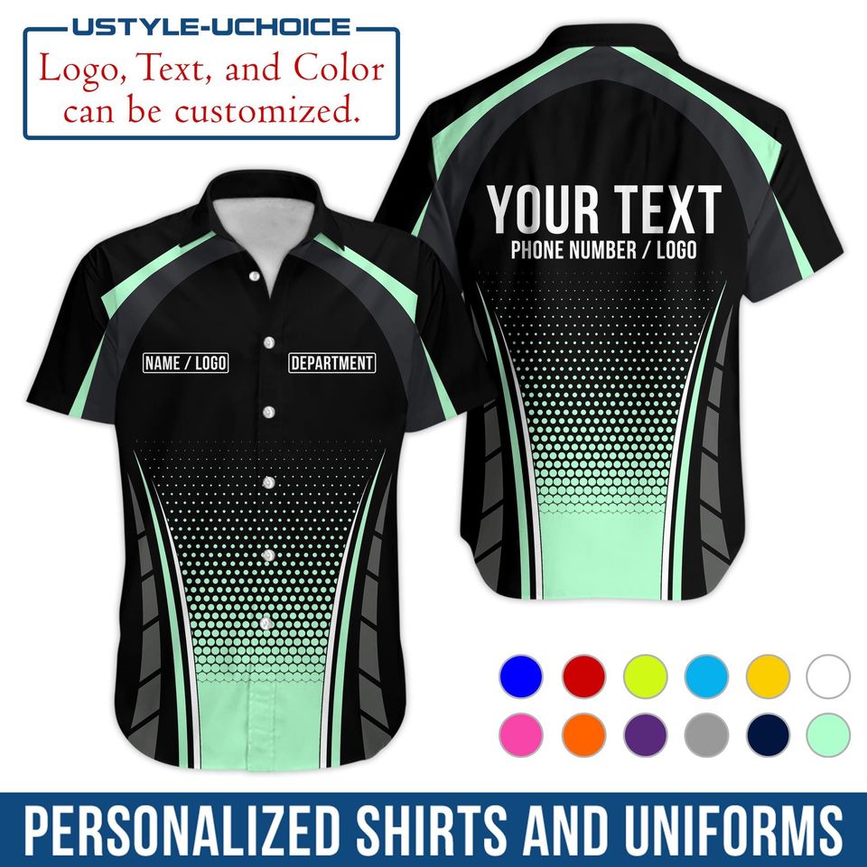Custom Work Shirt  Personalized Uniform with Name & Department, Logo Printing, Short Sleeve Button Down
