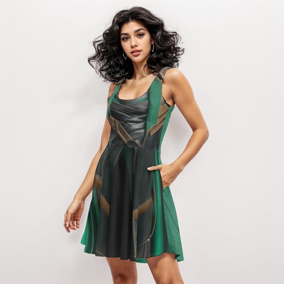Loki Cosplay Dress Marvel Avengers Skater Dress