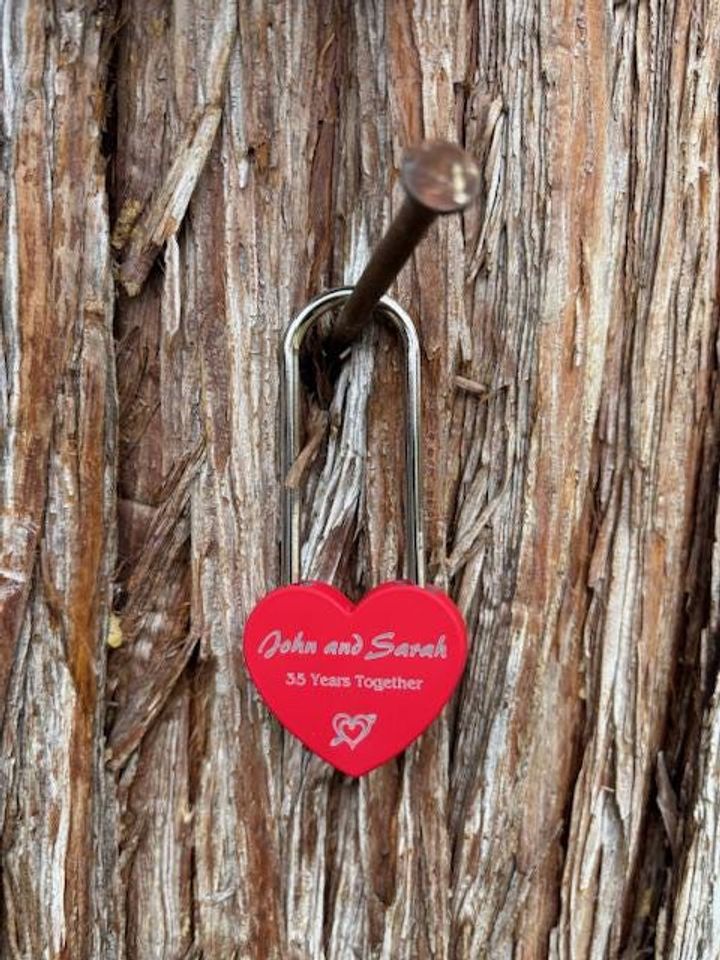 Red Heart Love Lock  Engraved Anniversary Gift for Couples