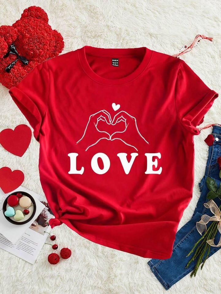 Matching LOVE Couple Shirts, Heart Hands Valentine Tees