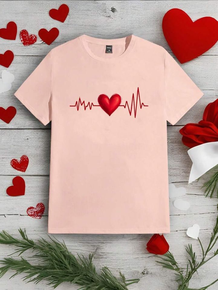 Matching Heartbeat Couple Shirts, Valentine Anniversary Tees