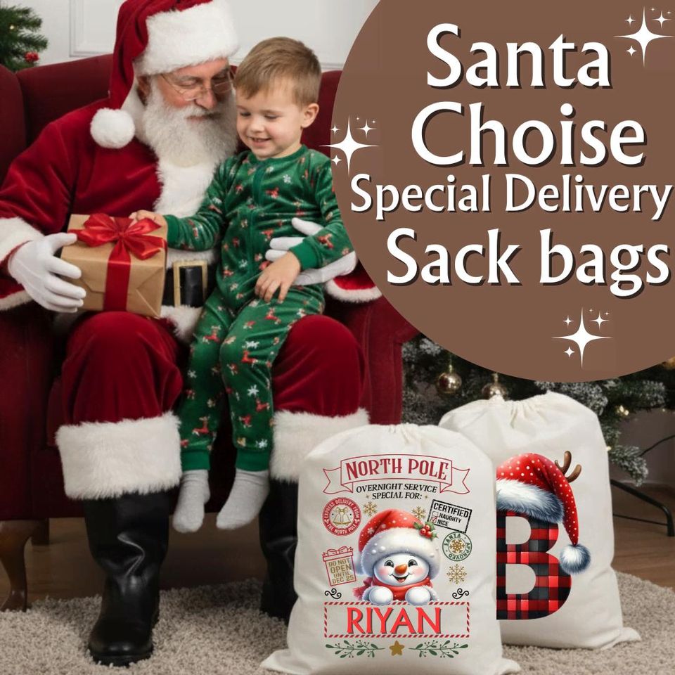 2025 Custom Christmas Gift Bag Personalized Name Santa Sack Xmas Decor
