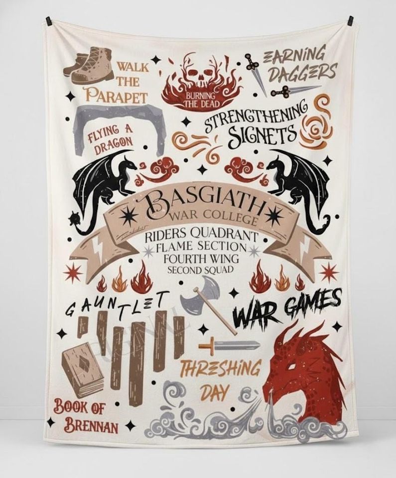 Personalized Fourth Wing Blanket, Basgiath War College Dragon Fantasy Bookish Blanket, Riders Quadrant Blanket, Dragon Rider Blanket