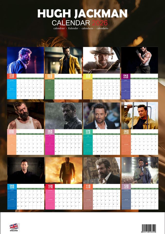 Hugh Jackman 2026 Calendar, New Year Gift, Home Decor