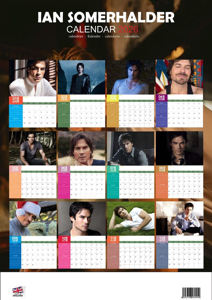 Ian Somerhalder 2026 Calendar, New Year Gift, Home Decor