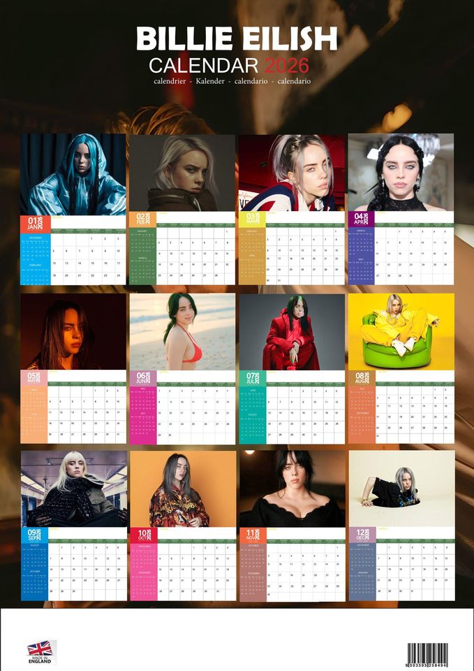 Billie Eilish 2026 Calendar, New Year Gift, Home Decor
