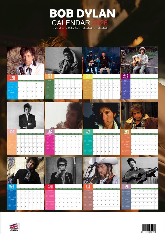 Bob Dylan 2026 Calendar, New Year Gift, Home Decor