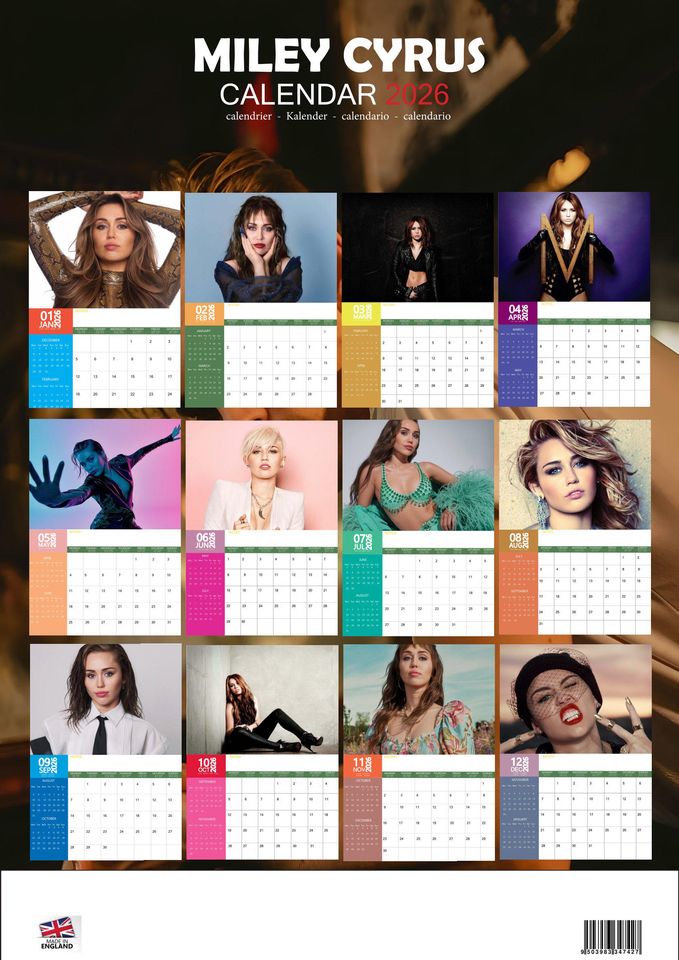 Miley Cyrus 2026 Calendar, New Year Gift, Home Decor