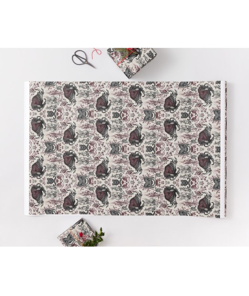 Krampus Wrapping Paper | Dark Holiday Folklore | Alternative Xmas Spooky