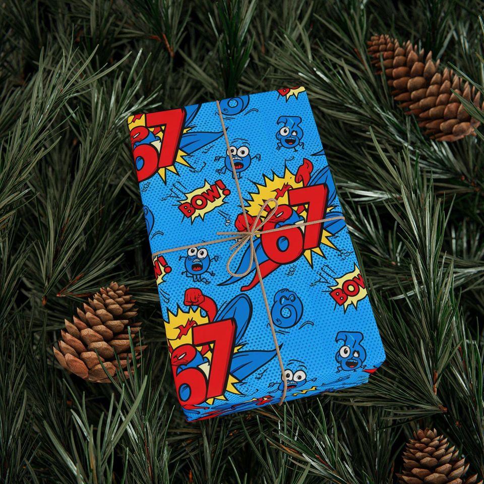 67 Wrapping Paper | Six-Seven Comic inspired Gift Wrap | Gen Alpha Meme Present Wrap | Funny six seven Design
