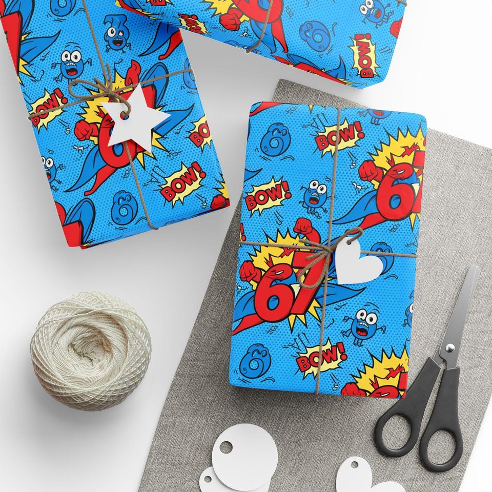67 Wrapping Paper | Six-Seven Comic inspired Gift Wrap | Gen Alpha Meme Present Wrap | Funny six seven Design