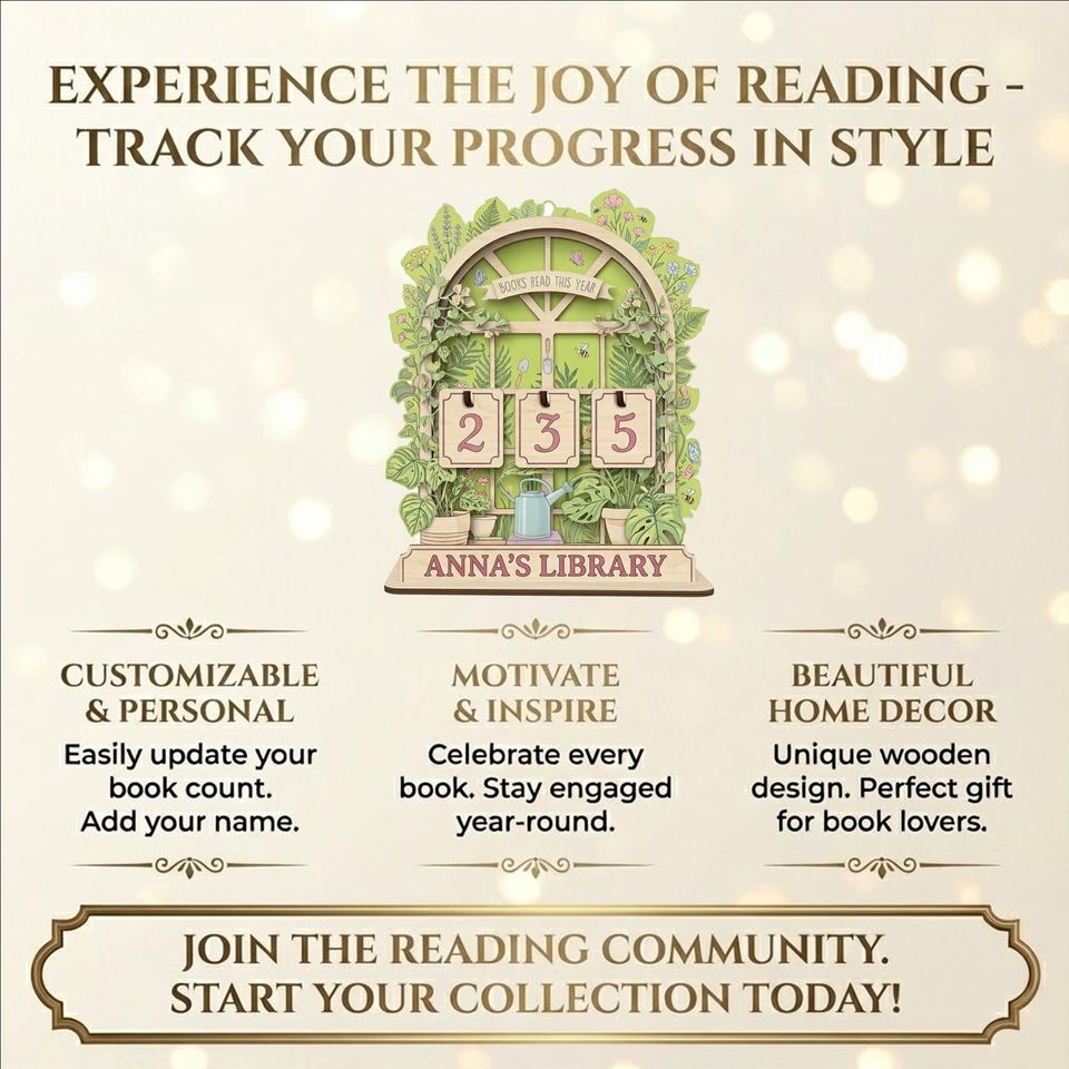 Garden Style Book Tracker, Personalized Books Read This Year Sign, Custom Book Lover Gift, Reading Progress Counter, Library Decor