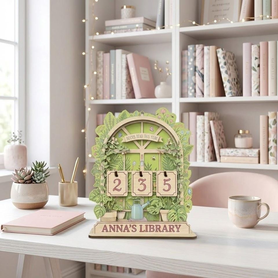 Garden Style Book Tracker, Personalized Books Read This Year Sign, Custom Book Lover Gift, Reading Progress Counter, Library Decor