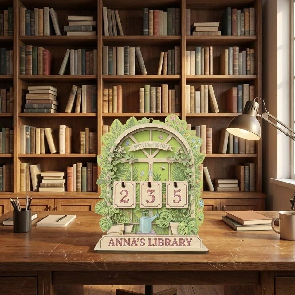 Garden Style Book Tracker, Personalized Books Read This Year Sign, Custom Book Lover Gift, Reading Progress Counter, Library Decor