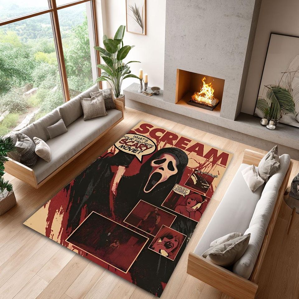 Ghostface Scream Rug: Horror Movie Halloween Decor