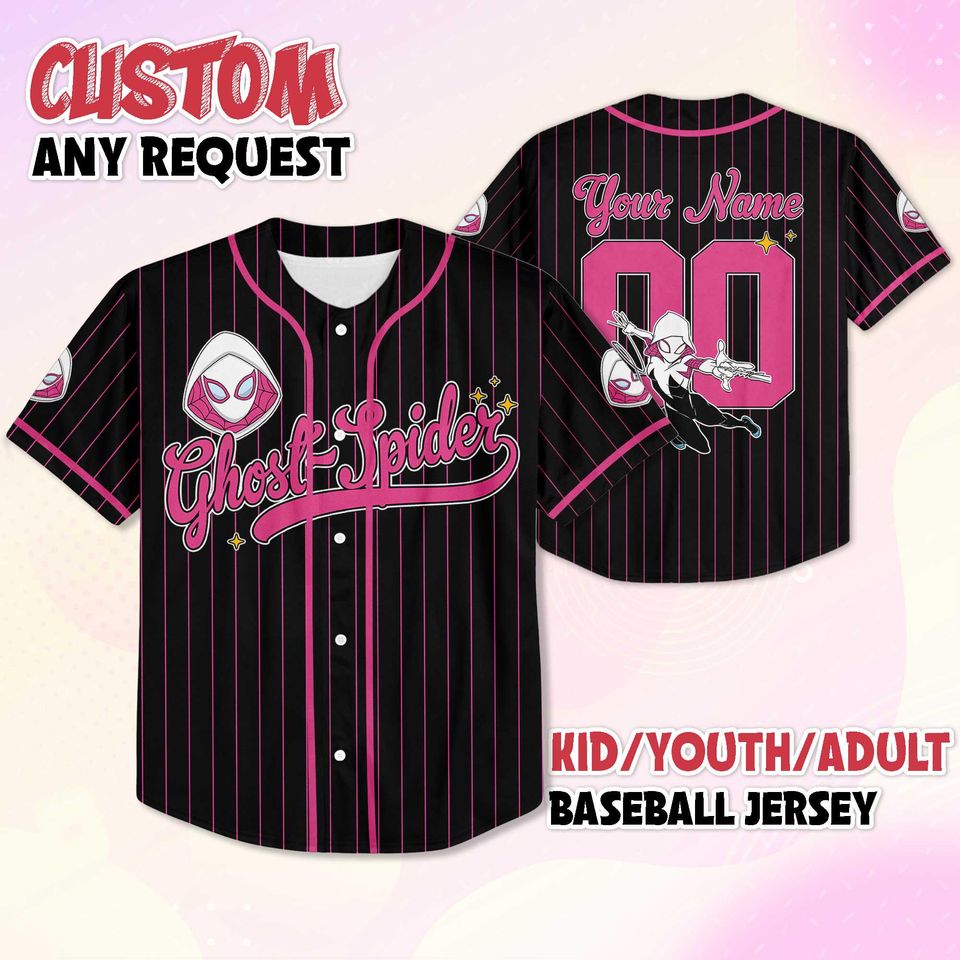 Personalized Ghost-Spider Baseball Jersey, Custom Superhero Outfit