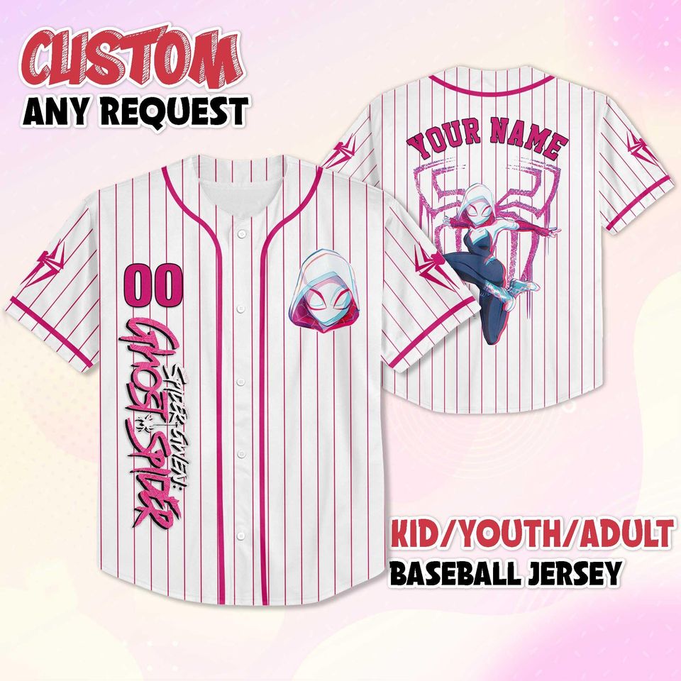 Personalized Ghost-Spider Baseball Jersey, Custom Spidey and His Amazing Friends Shirt