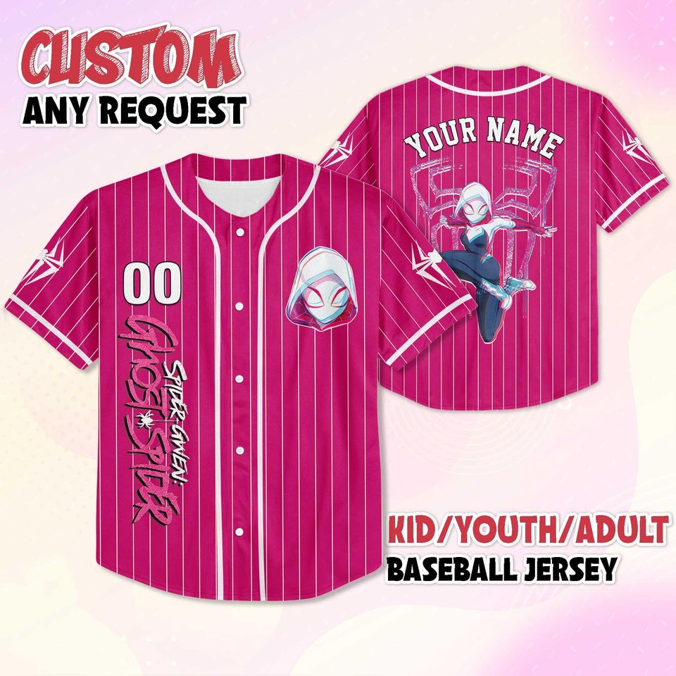 Personalized Ghost-Spider Baseball Jersey, Custom Spidey and His Amazing Friends Shirt