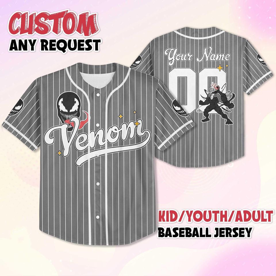 Personalized Venom Baseball Jersey, Custom Fan Gift