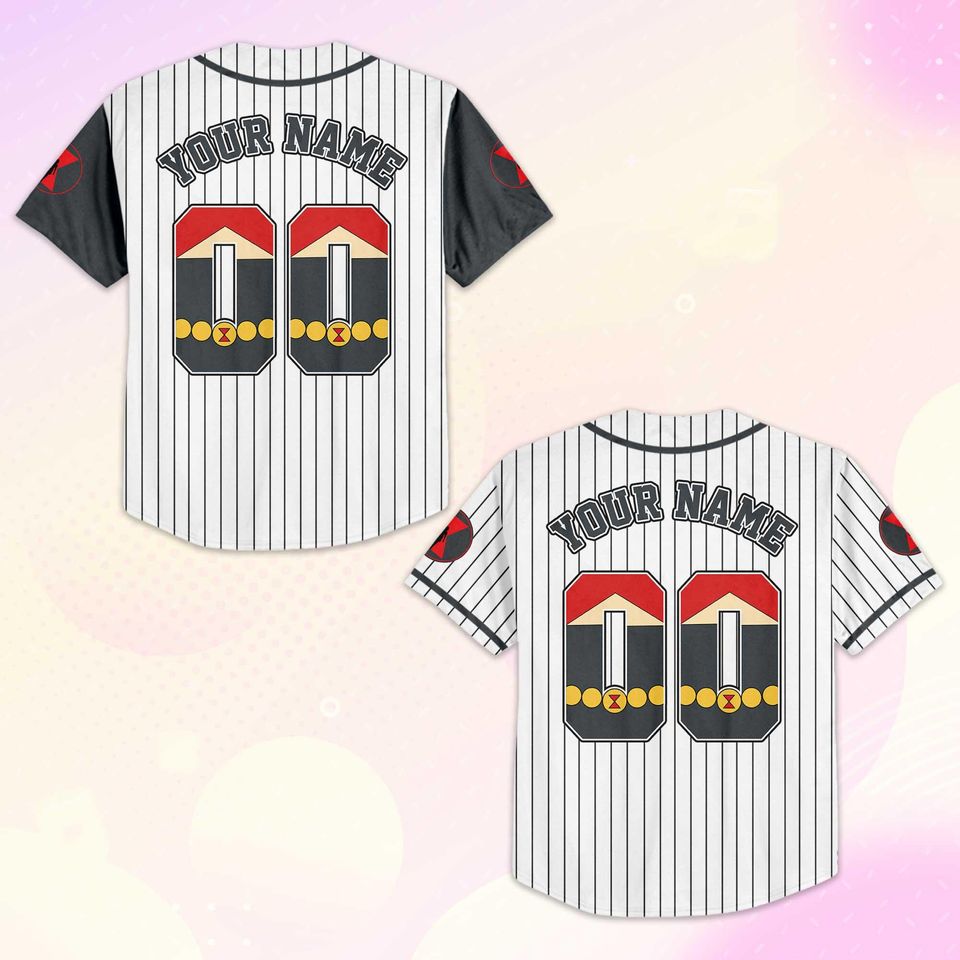 Custom Black Widow Baseball Jersey, Matching Family Superhero Shirt