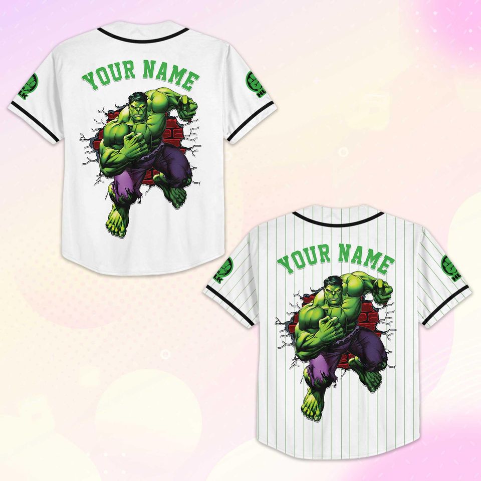 Personalized Hulk Baseball Jersey, Superhero Fan Gift