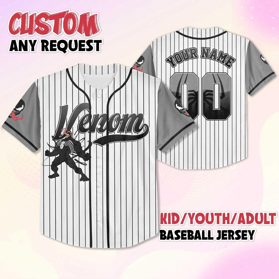 Personalized Venom Baseball Jersey, Custom Avengers Fan Gift