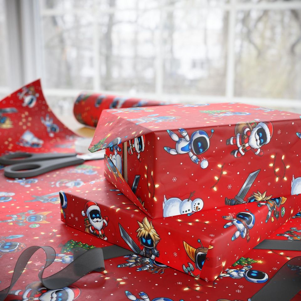 Astro Bots Holiday Heroes Wrapping Paper | Cloud, Ratchet, Aloy & More!
