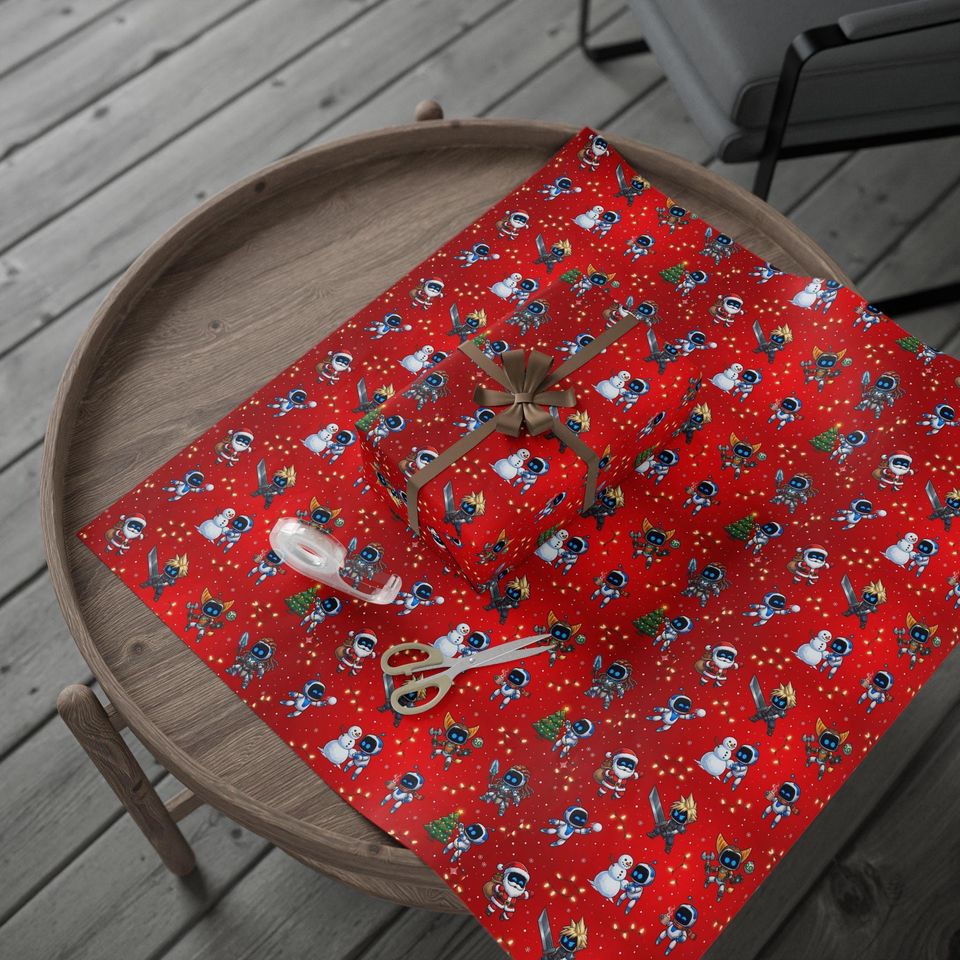 Astro Bots Holiday Heroes Wrapping Paper | Cloud, Ratchet, Aloy & More!