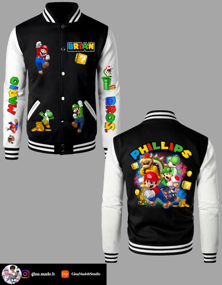 Custom Mario Brothers Youth Varsity Jacket