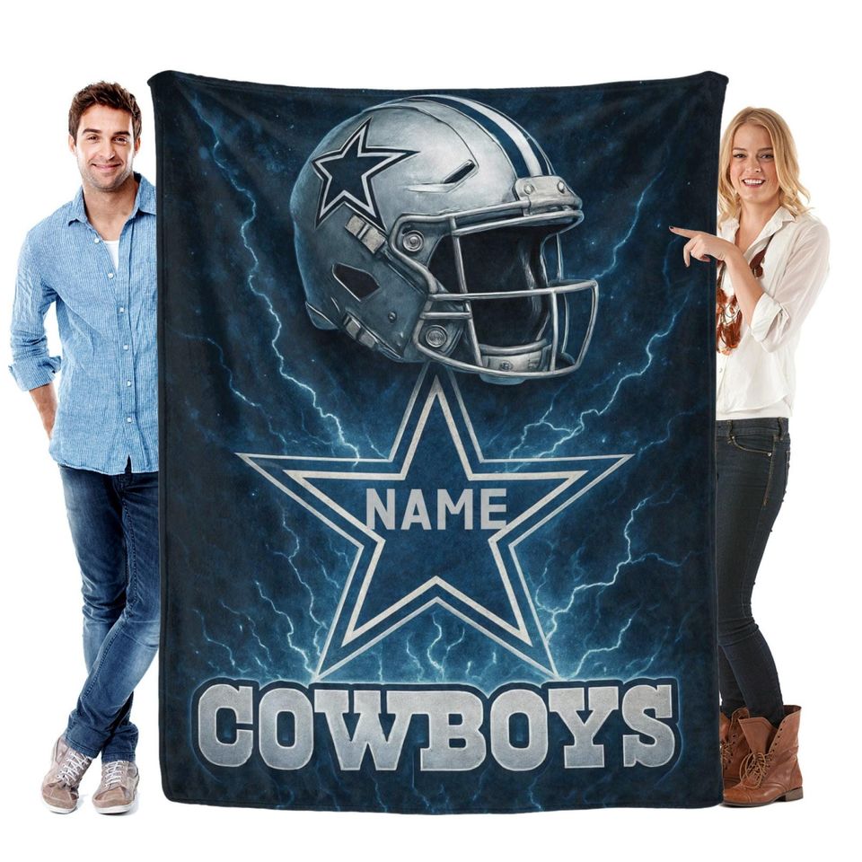Personalized Dallas Cowboys Flannel Blanket, Football Gift