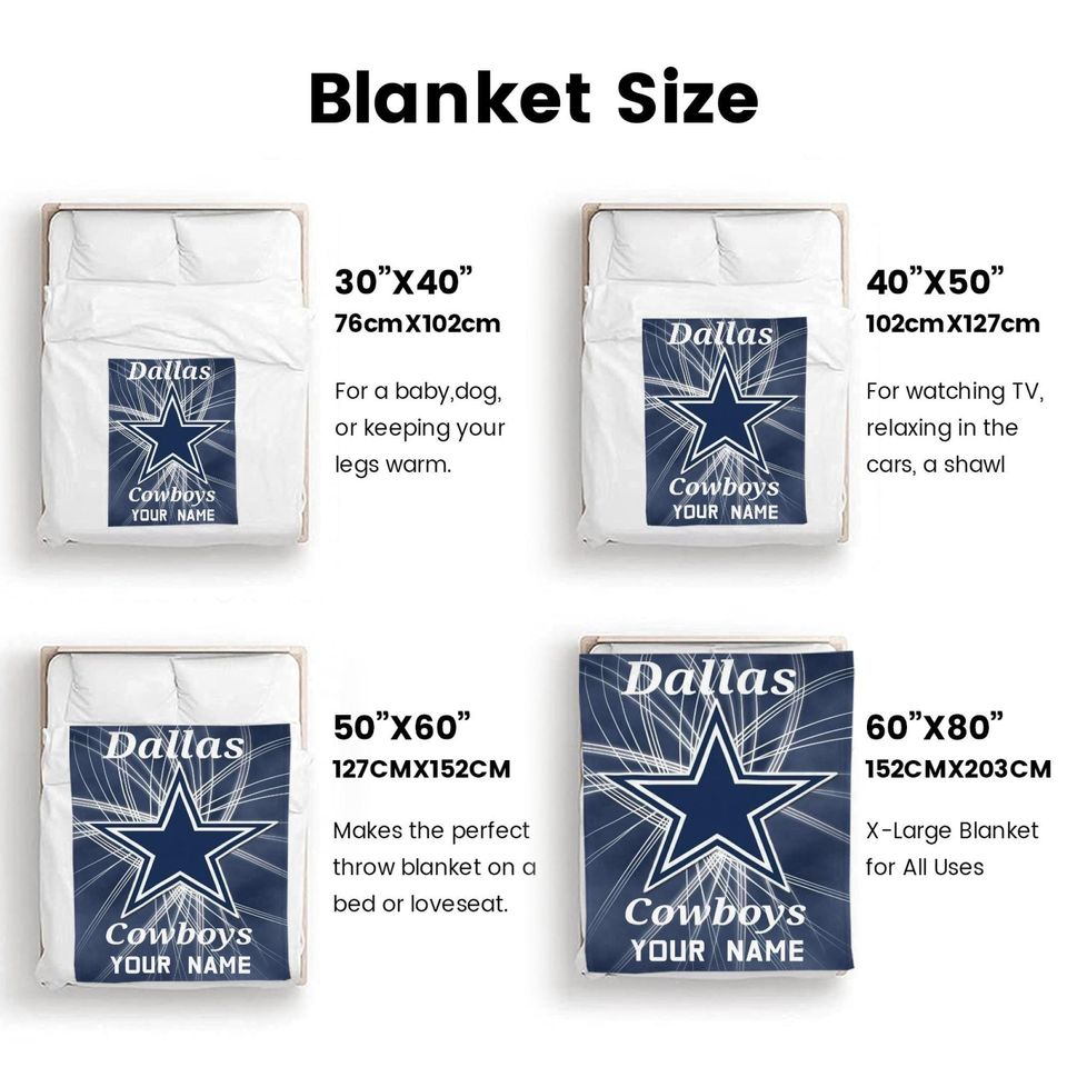 Personalized Dallas Cowboys Flannel Blanket, Football Gift