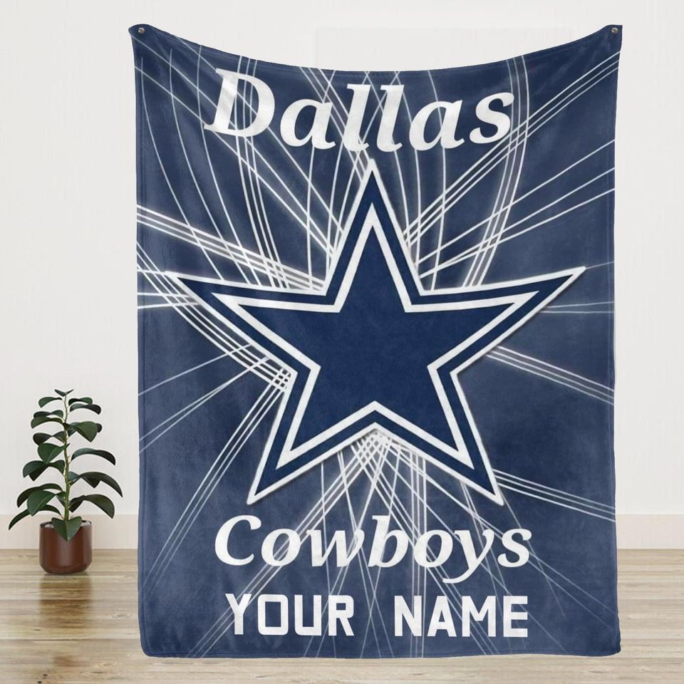 Personalized Dallas Cowboys Flannel Blanket, Football Gift