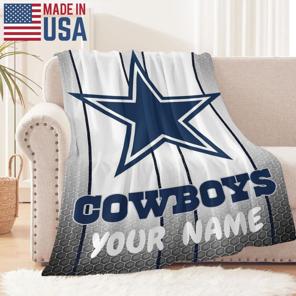 Personalized Dallas Cowboys Flannel Blanket, Football Gift