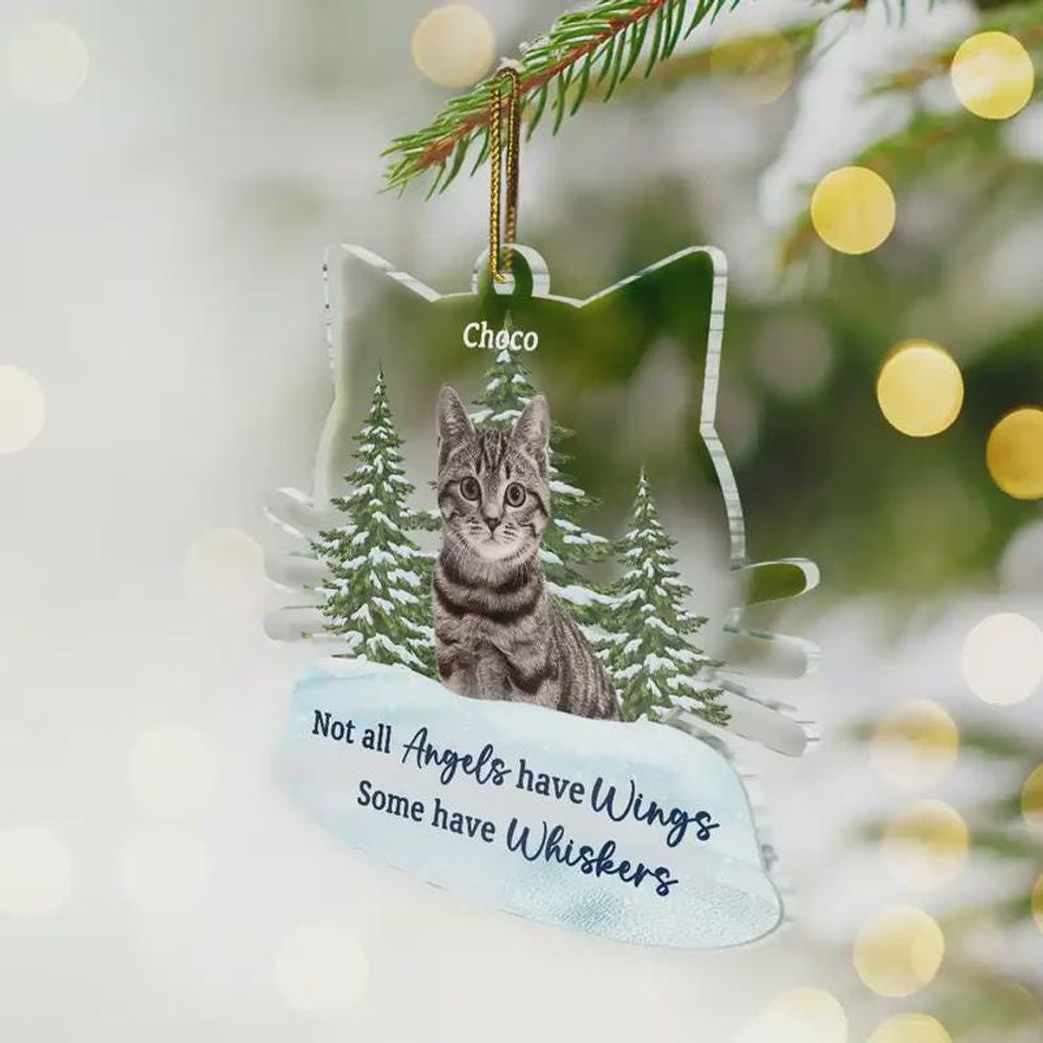 Photo Memorial Not All Angels Have Wings Cats Personalized Shaped Acrylic Ornament, Custom Acrylic Picture Ornament, Keepsake Gift