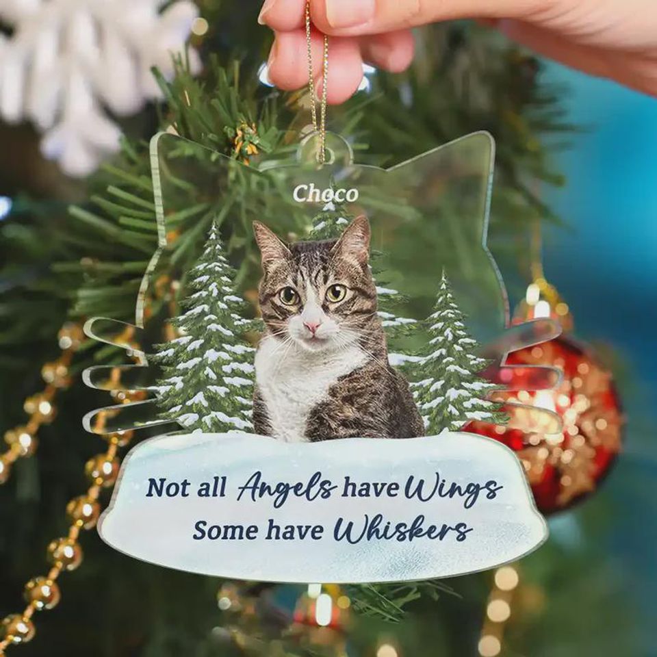 Photo Memorial Not All Angels Have Wings Cats Personalized Shaped Acrylic Ornament, Custom Acrylic Picture Ornament, Keepsake Gift