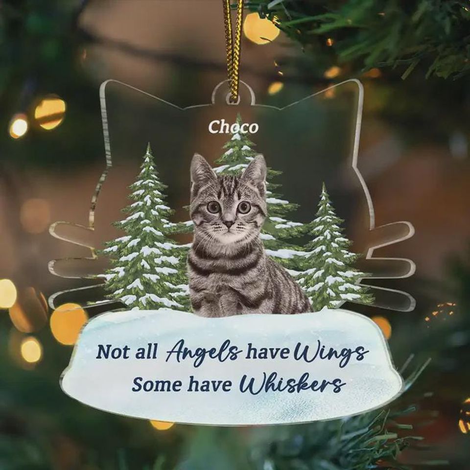 Photo Memorial Not All Angels Have Wings Cats Personalized Shaped Acrylic Ornament, Custom Acrylic Picture Ornament, Keepsake Gift
