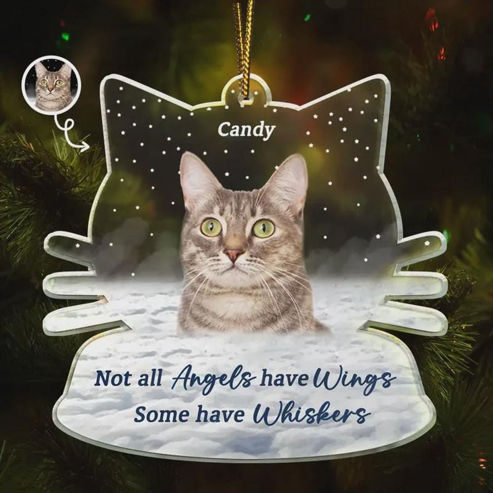 Photo Memorial Not All Angels Have Wings Cats Personalized Shaped Acrylic Ornament, Custom Acrylic Picture Ornament, Keepsake Gift