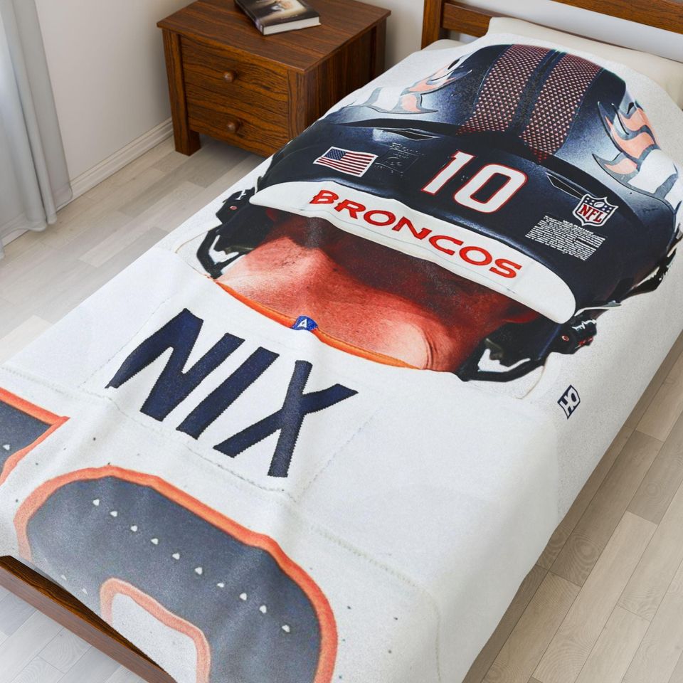 Bo Nix Broncos Throw Blanket