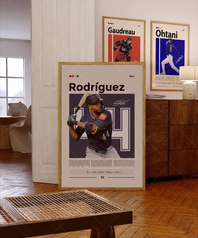 Julio Rodrguez Poster, Mariners Wall Art, Baseball Decor, Seattle Fan Gift, Sports Bedroom, Man Cave Artwork