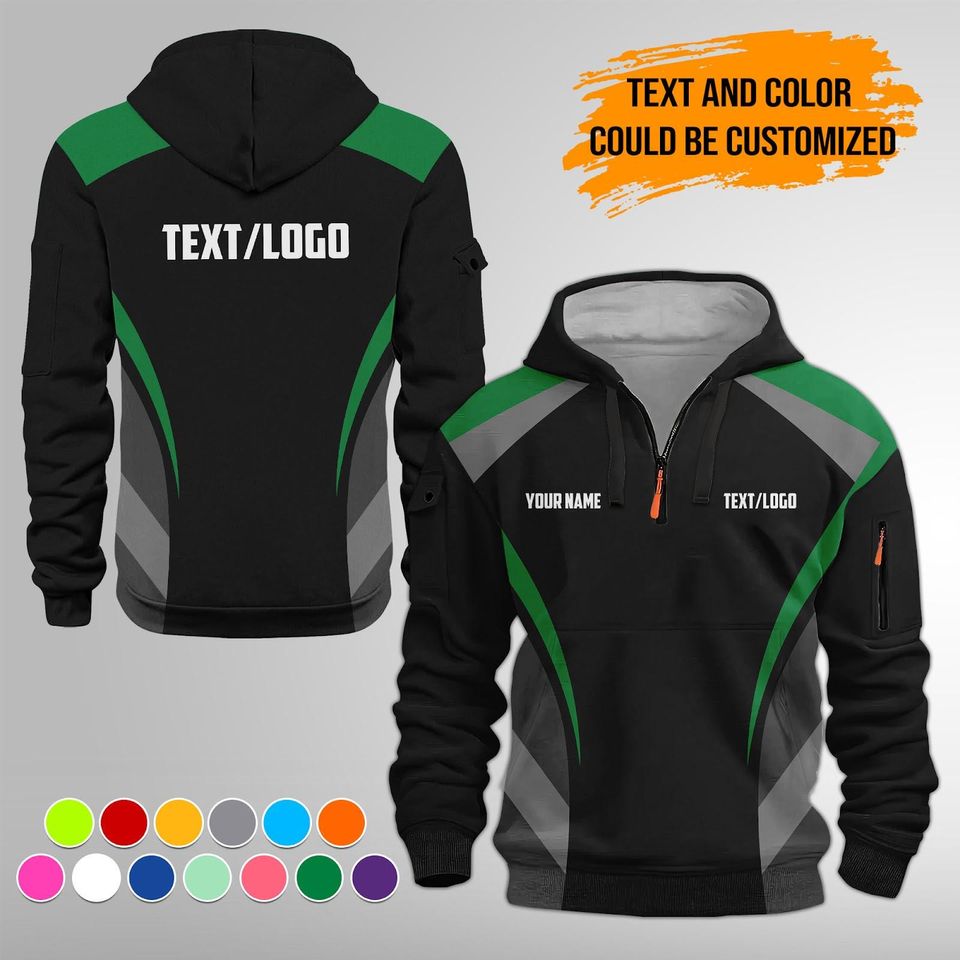 Personalized Mechanic Uniform 3DQuarter Zip Hoodie | Custom Text Name Company Logo Uniform