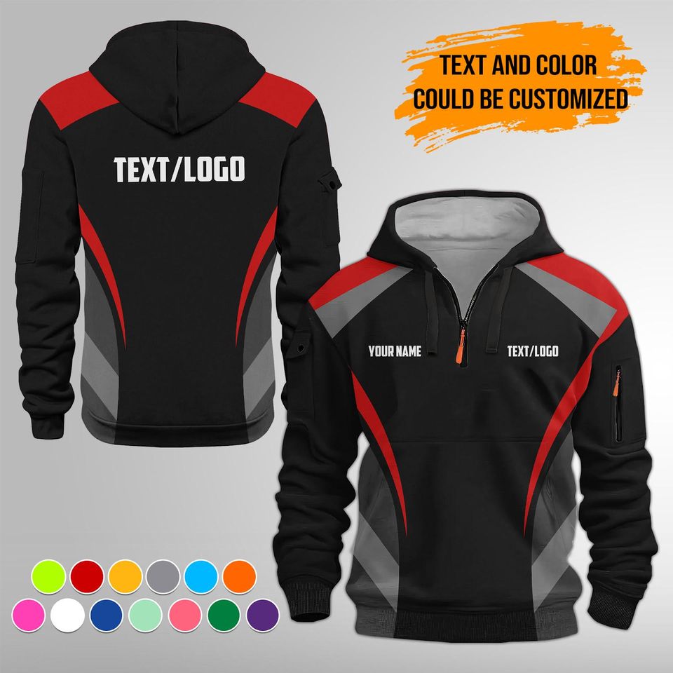 Personalized Mechanic Uniform 3DQuarter Zip Hoodie | Custom Text Name Company Logo Uniform