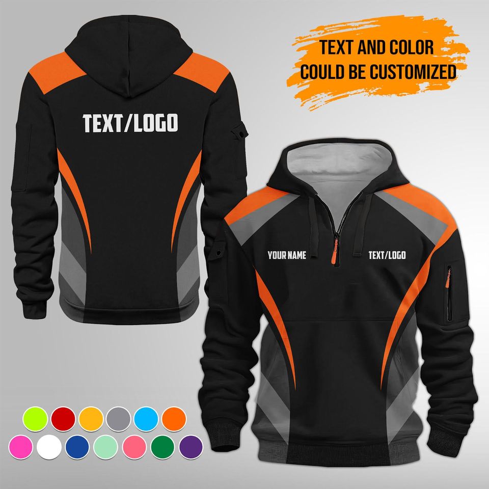 Personalized Mechanic Uniform 3DQuarter Zip Hoodie | Custom Text Name Company Logo Uniform