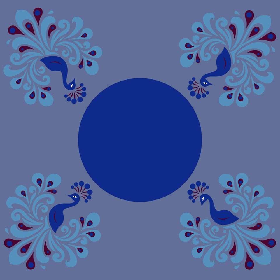 Preppy Peacock Mahjong Mat with Border: Mahj Game Tabletop