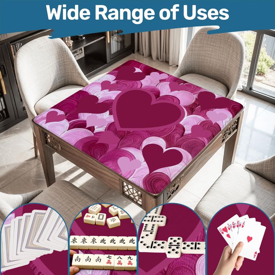 Multi Hearts Mahjong Mat: Mahj Game Tabletop